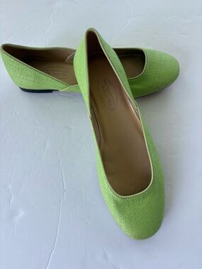 Talbots Vintage Mozart Lime Green Raffia Ballet Flats Size 5 1/2 B